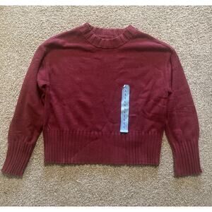 GAP Red Cropped Sweater Womens Large NWT Mock Neck Ribbed Hem MSRP $79.99